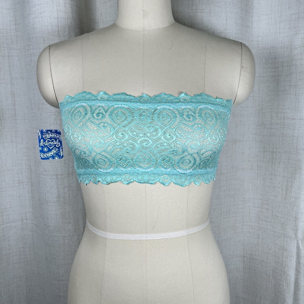 NEW! Intimately Free People‎ Lacey Bandeau Seafoam Green Lace Strapless Bra XS/S